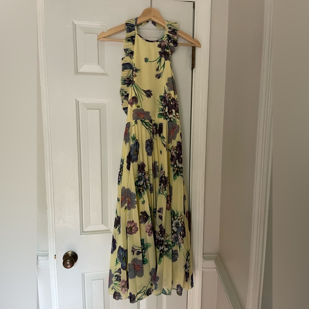 ASOS yellow floral halter backless dress